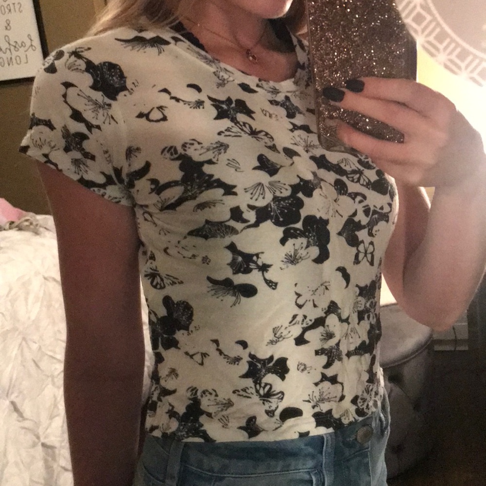 Don’t Ask Why butterfly and flower crop top